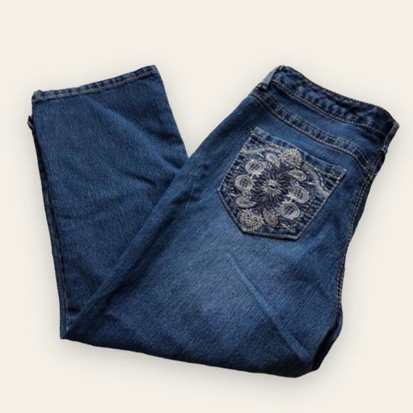 Nine West Cropped Straight Cut Blue Midrise Denim Jeans Size 8 - Picture 1 of 9